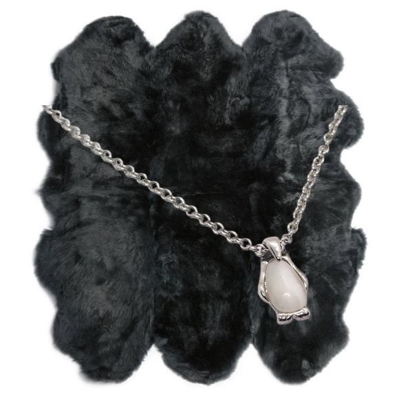.Moonstone Penguin Pendant with Silver Necklace - Picture 1 of 7
